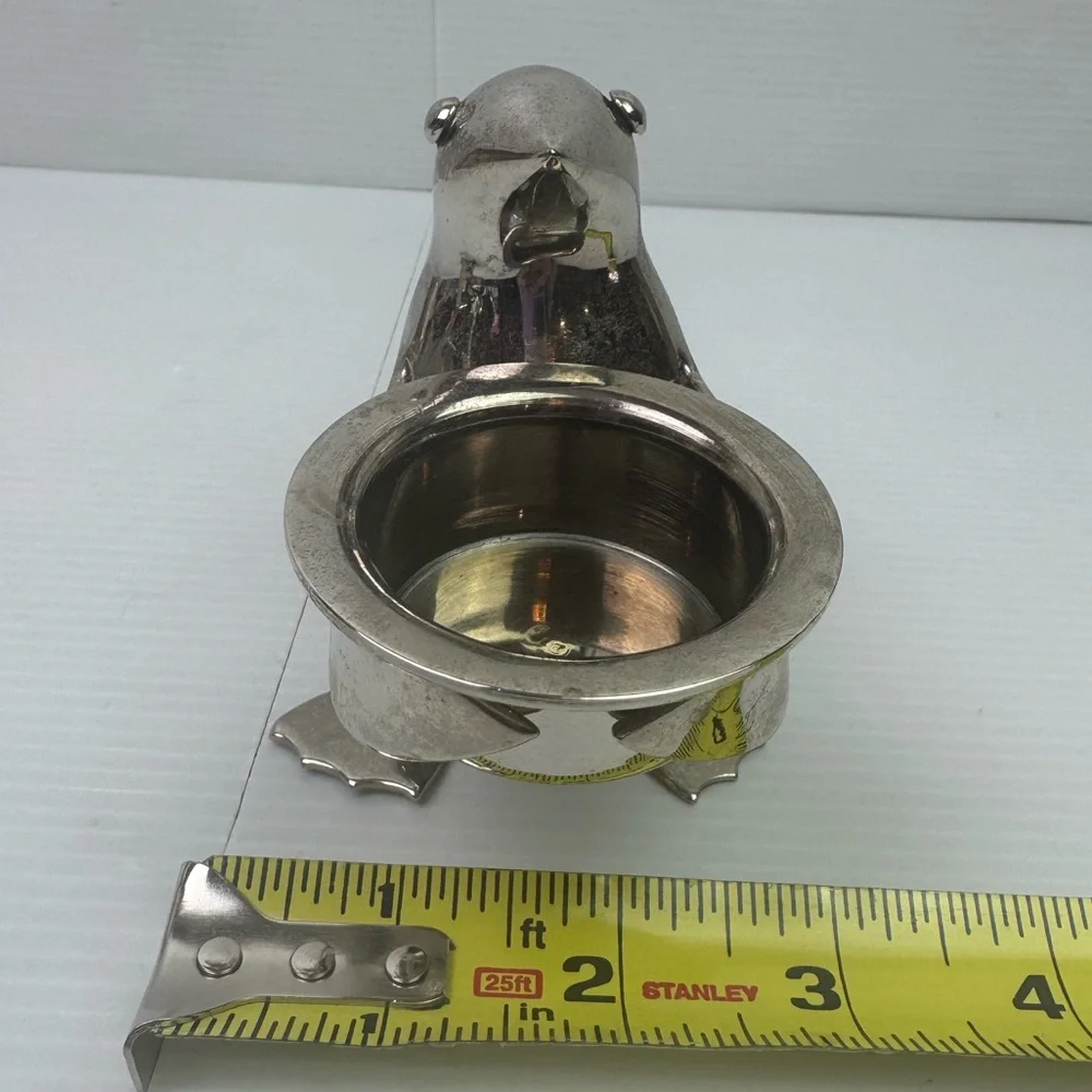 Pair2 Restoration Hardware Silver Plate Penguin Butler Sauce Dish Candle Holder